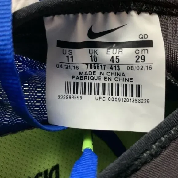 Nike Track Shoes Men 11 Blue White Black Green Zoom Mamba 3 Racing Spikes 706617 - Picture 12 of 13